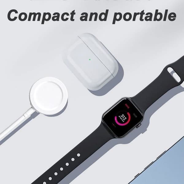 Laddare för Apple Watch, USB-C snabbladdningskabel (1 m), med Apple Watch Series 9/8/7/6/SE/5/4/3/2/1/Ultra/Ultra 2, Vit