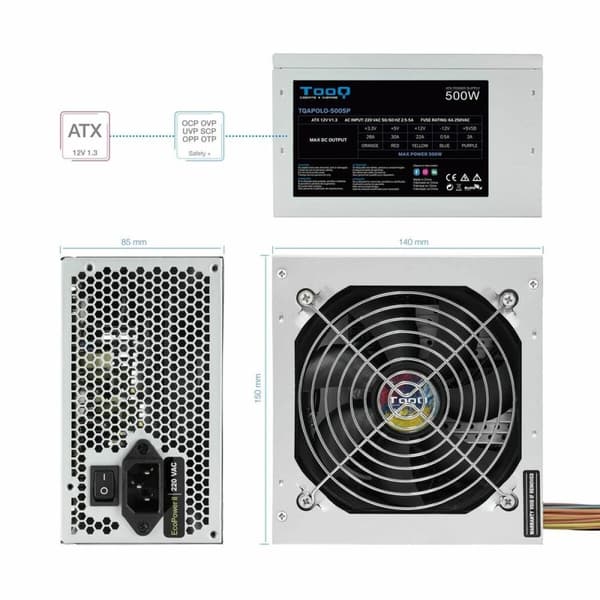 Strømforsyning TooQ TQAPOLO-500SP ATX 500 W 500W