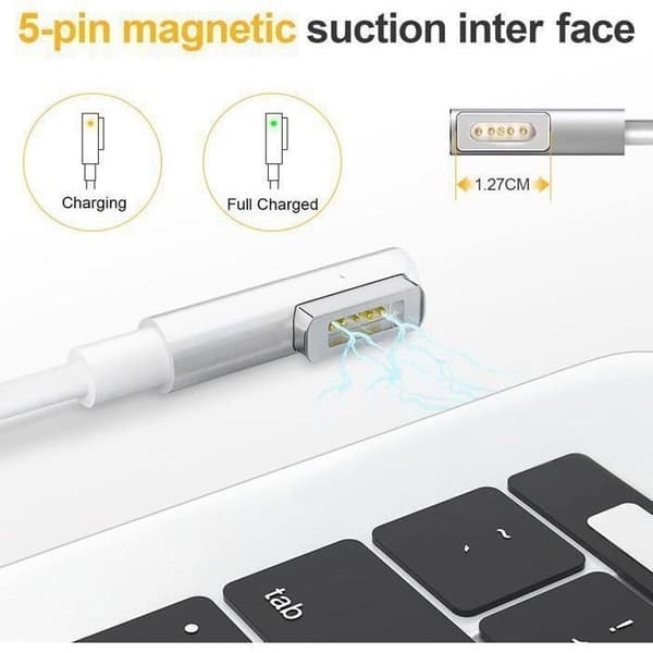 Mac Book Pro-laddare, 60W L-Tip Mags 1-laddare kompatibel med Mac Book Pro 13 tum (sent 2009, 2010, 2011, mitten av 2012) Ect, vit