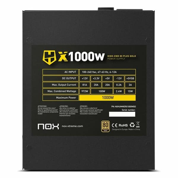 Strømforsyning Nox-Xtreme NXHUMMERX1000WGD ATX 1000 W 80 Plus Gold