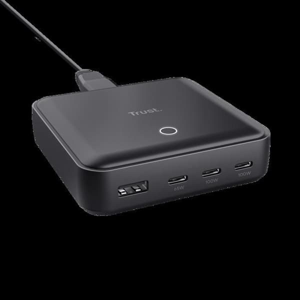 TRUST Maxo 4-portars 100W USB Bordsladdare USB-C och USB-A, 100W snabbladdning, strömförsörjning (PD)