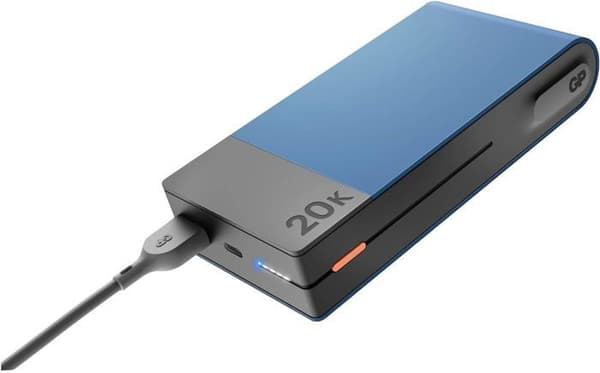 Externt batteri 20 000 mah | GP|PowerBank med stor kapacitet, bärbar laddare med USB Type-C-port | Snabbladdning 3 enheter | Blå