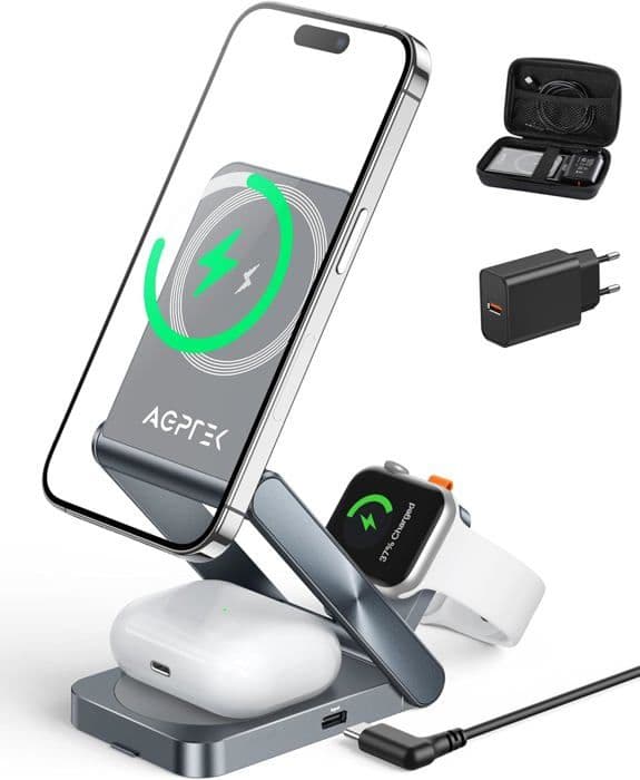 Induktionsladdare - Apple - Magsafe - Kompatibel med iPhone 12/13/14/15 - Apple Watch 1-9/Ultra - AirPods 2/3/Pro
