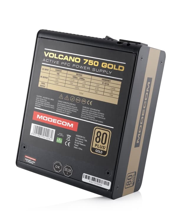 Modecom Volcano Gold strømforsyningsenhed 750 W ATX Sort