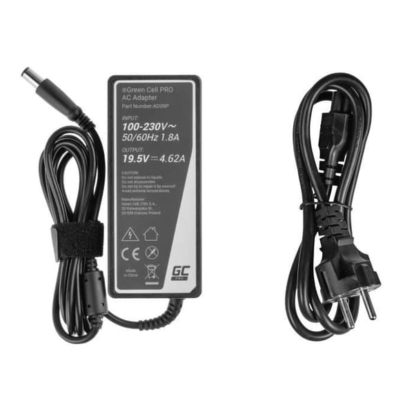 Green Cell Charger Adapter 19,5V 4,62A 90W för Dell Inspiron 15R N5010 N5110 Latitude E6410 E6420 E6430 E6510 E6520 E6530