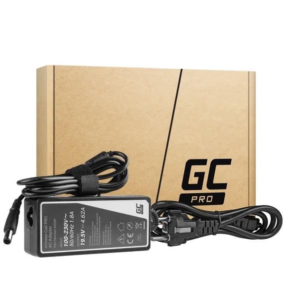 Green Cell Charger Adapter 19,5V 4,62A 90W för Dell Inspiron 15R N5010 N5110 Latitude E6410 E6420 E6430 E6510 E6520 E6530 Svart