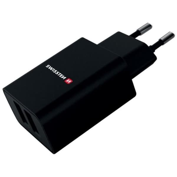 SWISSTEN smart strömförsörjning ic 2x usb 2.1a ström svart [] - 22033000