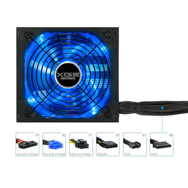 TooQ TooQ Gaming XGE II Fläktströmförsörjning med 140 mm LED 700W Active PFC Svart