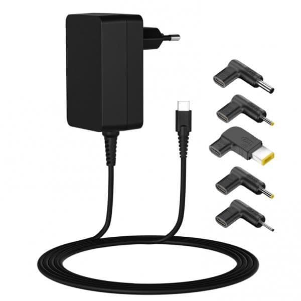 Universal USB-C laddare LEOTEC NOTEBOOK USB-C 45W + 5 PROPS LADDARE - Power Delivery 3.0 - Svart - 142g