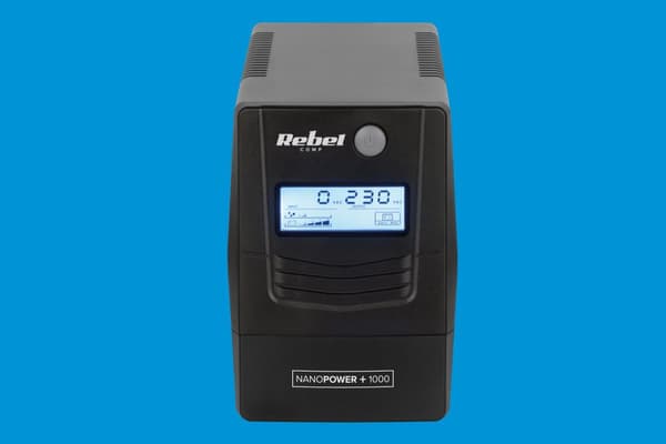 UPS computer nødstrømforsyning REBEL model Nanopower Plus 1000 (offline, 1000VA / 600W, 230 V, 50Hz, LCD, USB, RJ45)