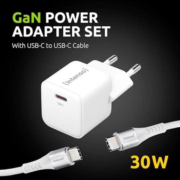 USB-laddare - INTENSO - W30C - 30W - 3A - USB-C med kabel ingår