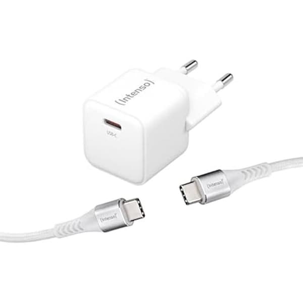 USB-laddare - INTENSO - W30C - 30W - 3A - USB-C med kabel ingår Vit