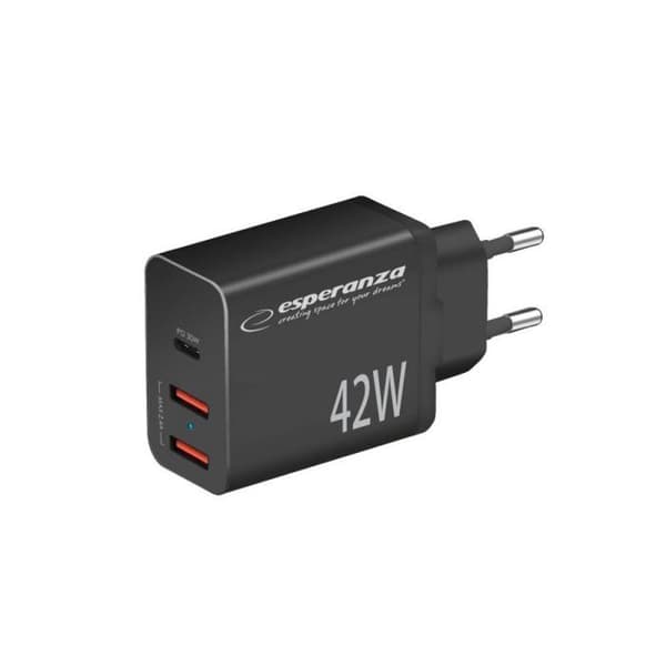 Laddare - Esperanza nätadapter EZC106K laddare Väggladdare 42w usb-c pd 30w / 2x usb-a 12w