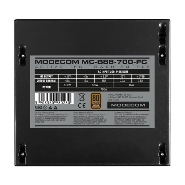 MODECOM PSU MC-B88-700FC 80+ BRONZE 230V EU BULK