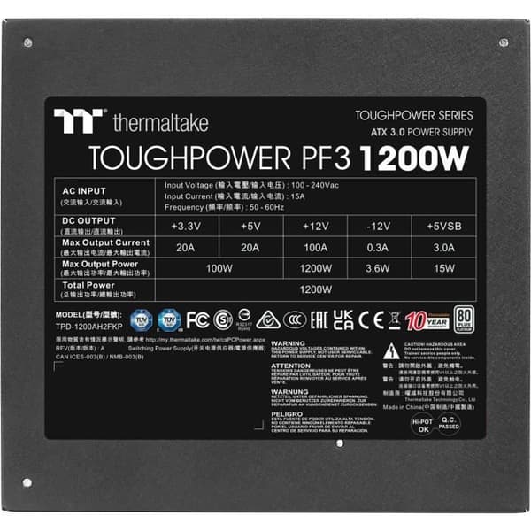 THERMALTAKE - Toughpower 1200W PF3 - PC-strömförsörjning - 1200W - 80+ Platinum