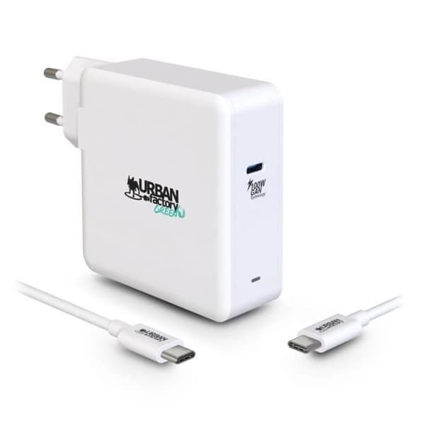 Laddare och strömkabel PC Urban Factory LADDAR 100 W USB-C GAN ECO - VÄNLIGT FÖR MILJÖN