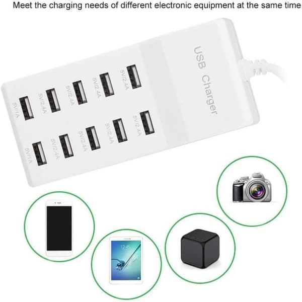 USB-laddstation - FDIT - Fdit Väggladdare USB 10 - 10 portar - 100-240V - Snabbladdning