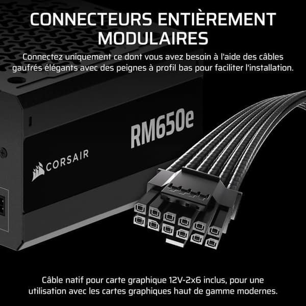 Strömförsörjning PC - CORSAIR - RM650e - 650 Watt - Modulerad - Tyst
