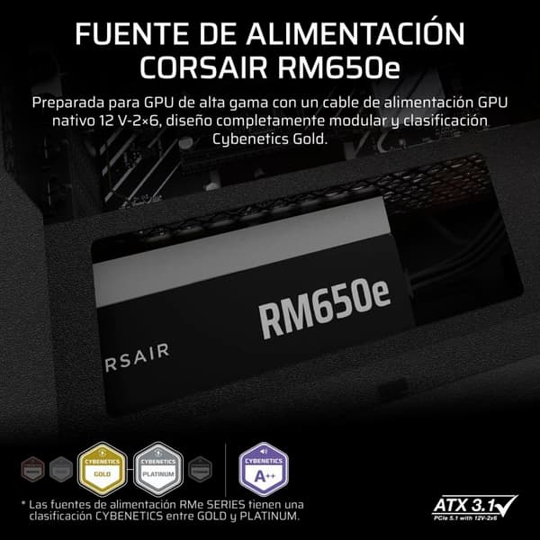 Strömförsörjning PC - CORSAIR - RM650e - 650 Watt - Modulerad - Tyst