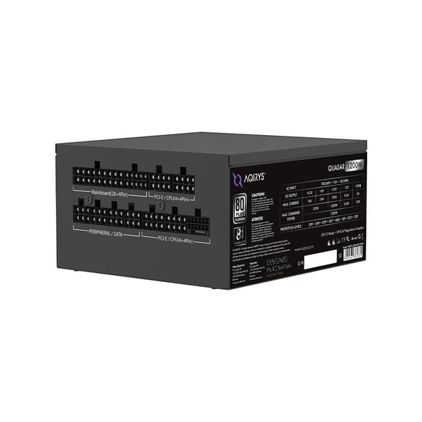 AQIRYS ATX / 80 Plus Platinum-certificeret QUASAR 1200W PCIe 5.0 8YW sort strømforsyning