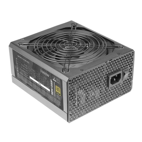 MARSGAMING MPB1000P, ATX 3.0 1000W modulär strömförsörjning, 10 års garanti, 80Plus guld, 140 mm AI-RPM fläkt, kondensatorer