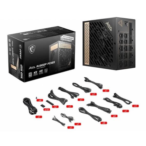 Strömförsörjning PC - MSI - 306-7ZP4A11-CE0 - MEG Ai1300P PCIE5 - ATX 3.0 - 80Plus PLATINUM