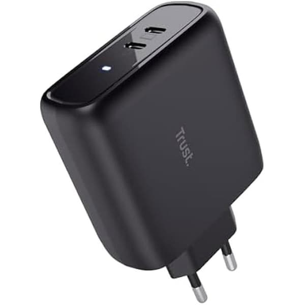 Trust Maxo USB C 65W Snabbladdare, 2 USB-C portar, 75% återvunna material, Snabbladdningsadapter, Laddare