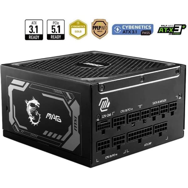 Strömförsörjning PC - MSI - 306-7ZP9A11-CE0 - MAG A1250GL PCIE5 Svart