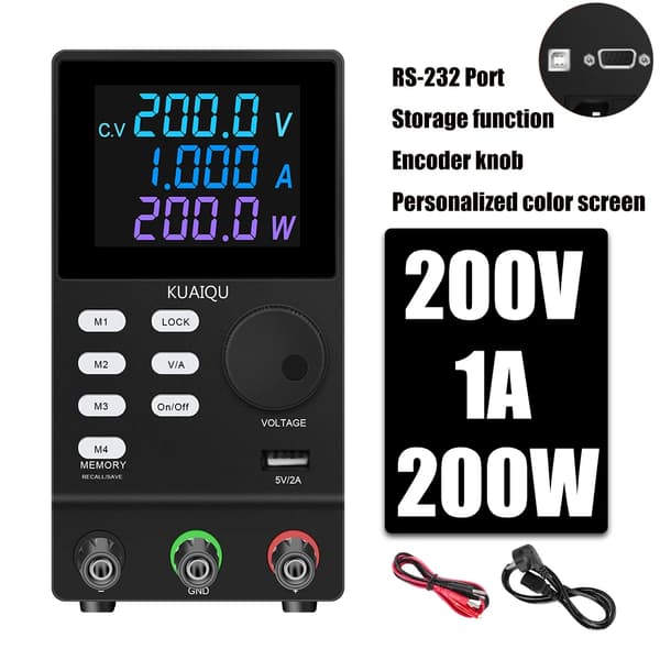 Høj spænding programmerbar DC-strømforsyning, RS232-tilslutning, justerbar udgangsspænding,RS232-200V1A 200W