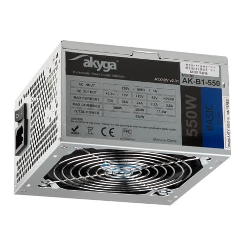 Akyga Basic Series AK-B1-550 - nätaggregat - 550 Watt Grå