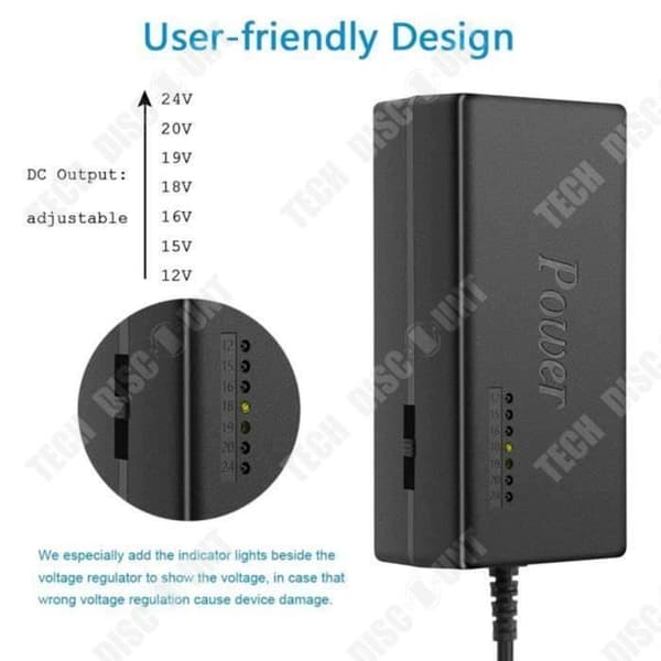 TD® Laptop Power Monitor 12~24V Universal justerbar strömförsörjningsladdare med 13 huvuden