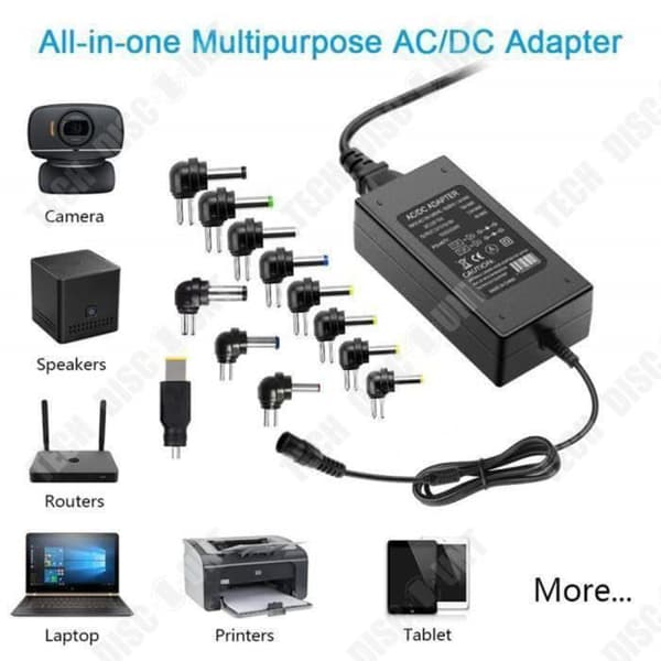 TD® Laptop Power Monitor 12~24V Universal justerbar strömförsörjningsladdare med 13 huvuden