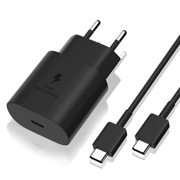 Snabbladdare 25W + USB-C till USB-C-kabel för Samsung Galaxy A05 / A05S / A15 4G / A15 5G / A25 5G / A35 5G / S23 FE Phonillico®