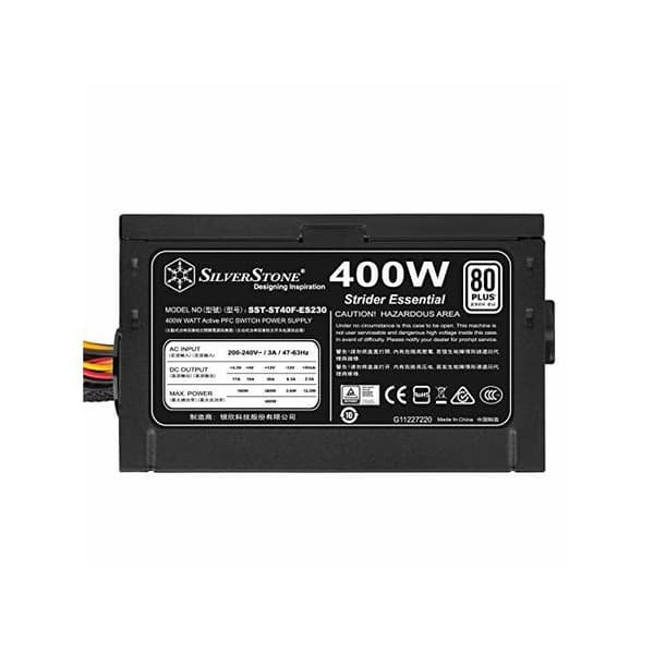 SilverStone SST-ST40F-ES230 - Strider Essential-serien, 400W 80 Plus 230V EU ATX PC-strömförsörjning, 120 mm