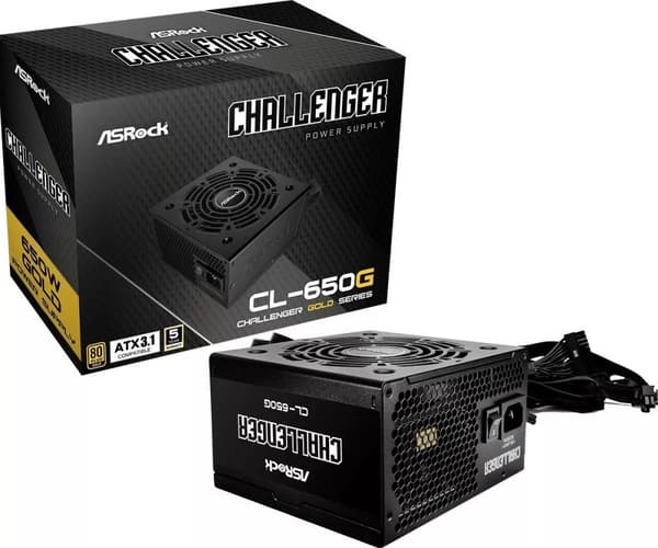 ASRock CHALLENGER 650W 80 Plus Gold Strømforsyning Sort