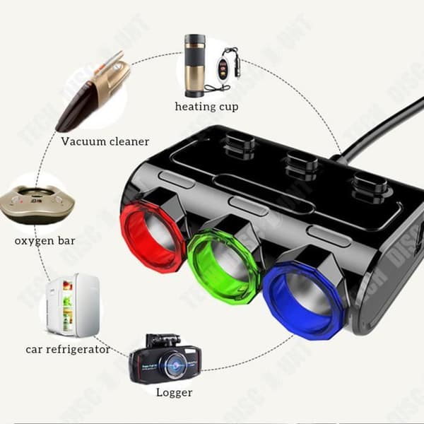 TD® Bilbil en punkt tre högeffekts dubbel USB1.1+2.1A trådbunden laddare med strömbrytarspänningsdetektering
