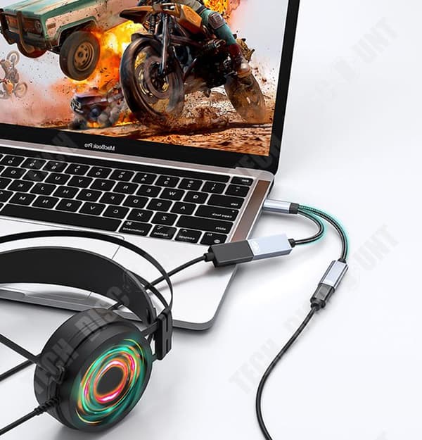 TD® grå två-i-ett multifunktionsadapter 60W snabbladdning Typ-C till USB OTG för att spela spel för iPad