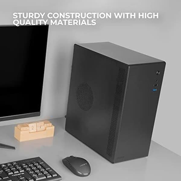 Tacens ORUMX500, Slim Micro-ATX Mini-Tower + 500W SFX-strömförsörjning, Ultrakompakt, stålchassi, 80 mm fläkt, svart