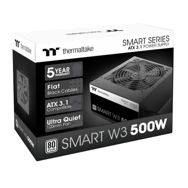 Strömförsörjning PC ATX - Thermaltake - Smart W3 - 500 Watt - 80 Plus - Effektiv kylning
