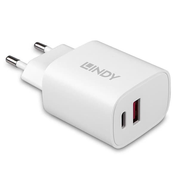 LINDY 20W USB Typ A & C laddare - Tillbehör - USB Power Delivery PD 3.0 - Smartphones och surfplattor