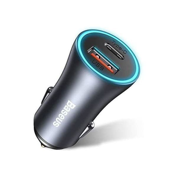 Baseus Biladapter Tändare 40W USB och Type-C Utgång, Snabbladdning Grå
