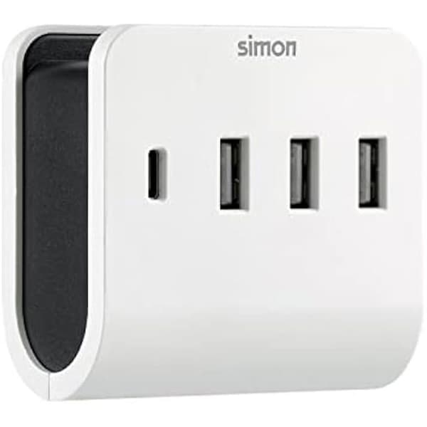 USB-adapter - SIMON - Flera laddare - 4 USB-portar (3 A + 1 C) - 4,8 A - Support för smartphones