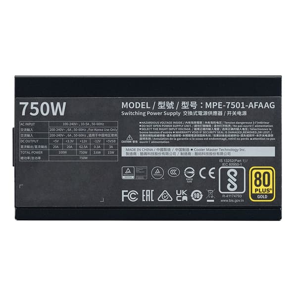 Cooler Master MWE Gold 750 V2 ATX 3.1 strømforsyning 750 W 24-bens ATX Sort