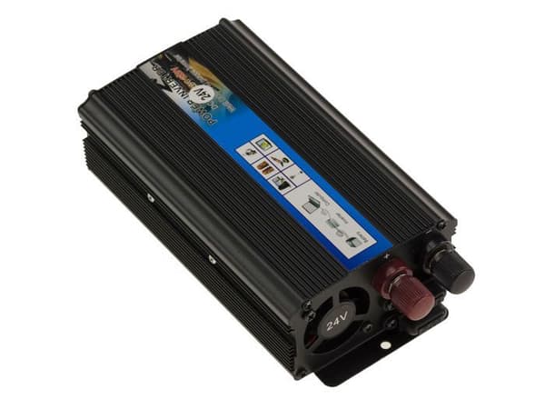 Växelriktare 24V till 220V 500 WATT - Peak Power 1000W - Cigarettändare eller terminalblock - 220V EUROPEISKT UTTAG (FRANKRIKE)
