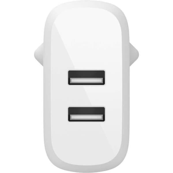 Belkin surfplatta kontakter och laddare 2 USB-A-portar nätladdare, 24W med Lightning-kabel