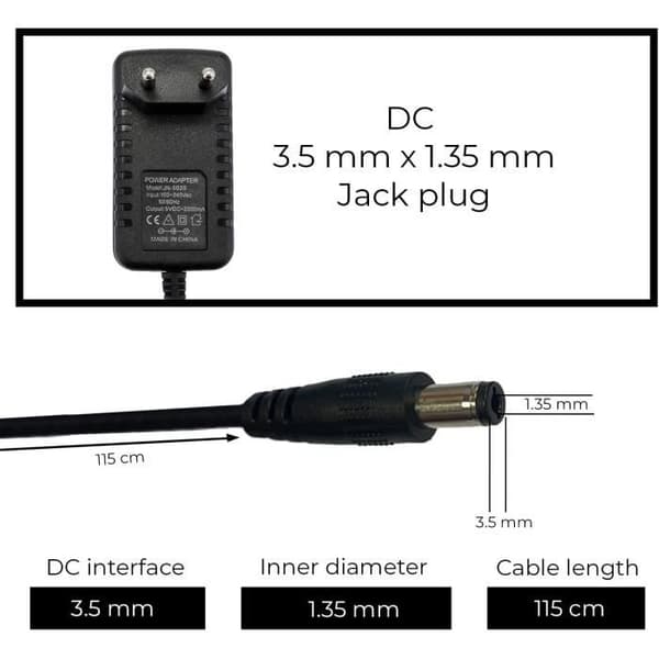 Universal strömförsörjning 5V 2A DC, AC 100-240V 50/60Hz, Adapter, Plug-in Strömförsörjning/kabellängd 115cm