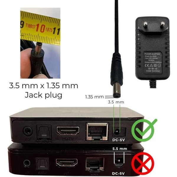 Universal strömförsörjning 5V 2A DC, AC 100-240V 50/60Hz, Adapter, Plug-in Strömförsörjning/kabellängd 115cm