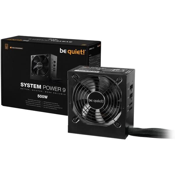 Strömförsörjning - var tyst! - SYSTEM POWER 9 - 500W - 4 PCIe-kontakter - Fläkt 120 mm Svart
