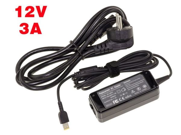 Strömförsörjning för bärbar dator 12V 3A fyrkantig spets - Motsvarande Lenovo ThinkPad 10 4X20E75066 TP00064A