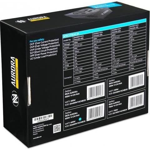 PC strömförsörjning IBOX AURORA 500W (ZIA500W14CMBOX)